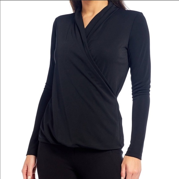 CAbi Tops - Cabi #3185 Black Wrap Top L EUC